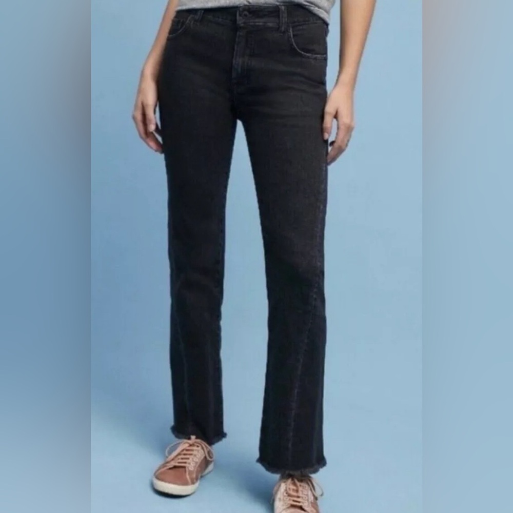 Pilcro and The Letterpress HIGH-RISE FLARE Jeans Wide Leg Frayed Raw Hem Leg 29